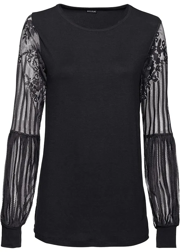 Maglia con maniche lunghe in misto viscosa, bonprix