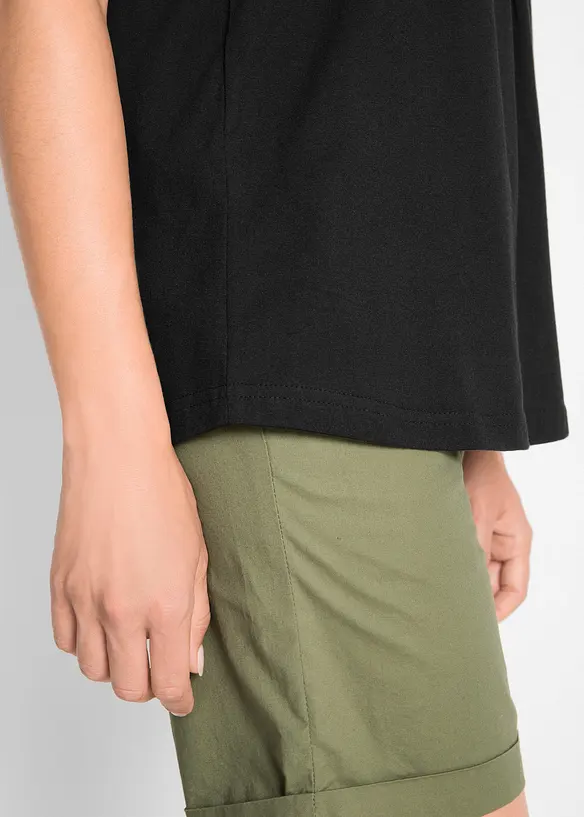 Top lungo in cotone con pizzo, bonprix