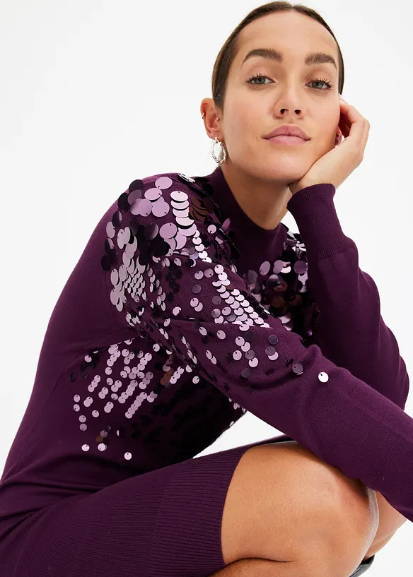 Abito in maglia con paillettes, bonprix