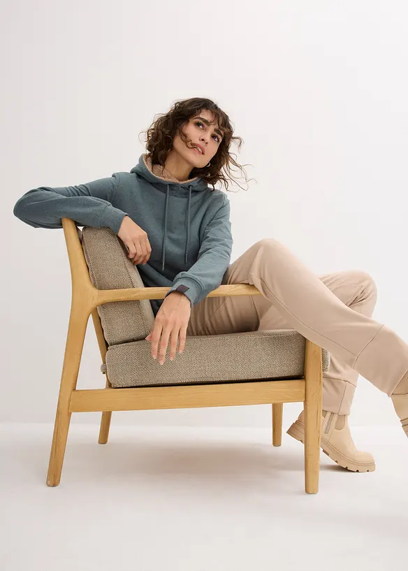 Felpa termica con cappuccio e fodera teddy, bonprix