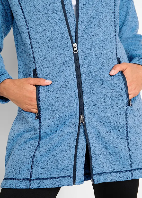 Giacca lunga in pile con cappuccio, bonprix