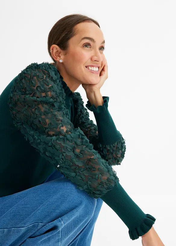 Maglione a collo alto in misto viscosa fluente, bonprix