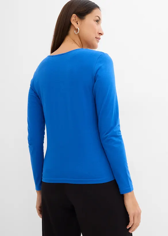 Maglia a maniche lunghe con scollo a V in cotone biologico, bonprix