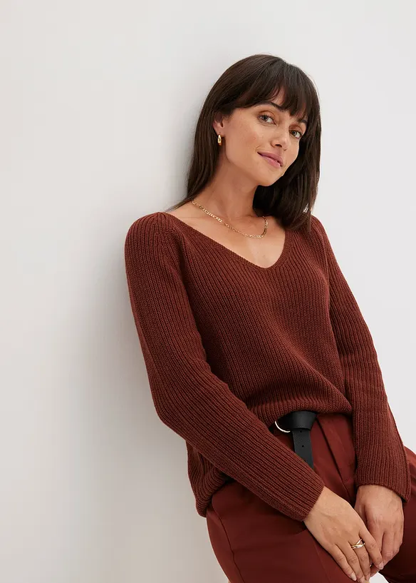 Maglione a coste in puro cotone, bonprix