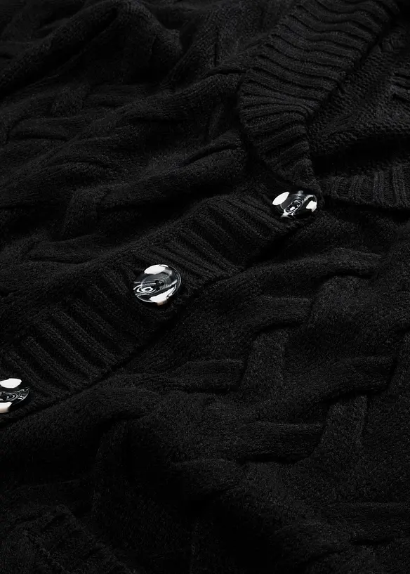 Cardigan con collo a scialle e lavorazione a trecce, bonprix