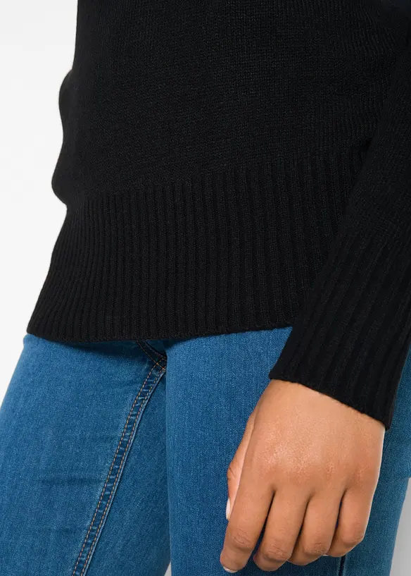 Maglione basic a collo alto in filato fine, bonprix