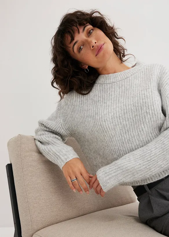 Maglione in morbido filato grosso misto lana, bonprix