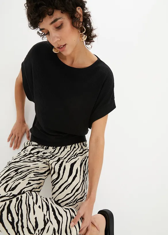 Maglia a coste con maniche a pipistrello, bonprix