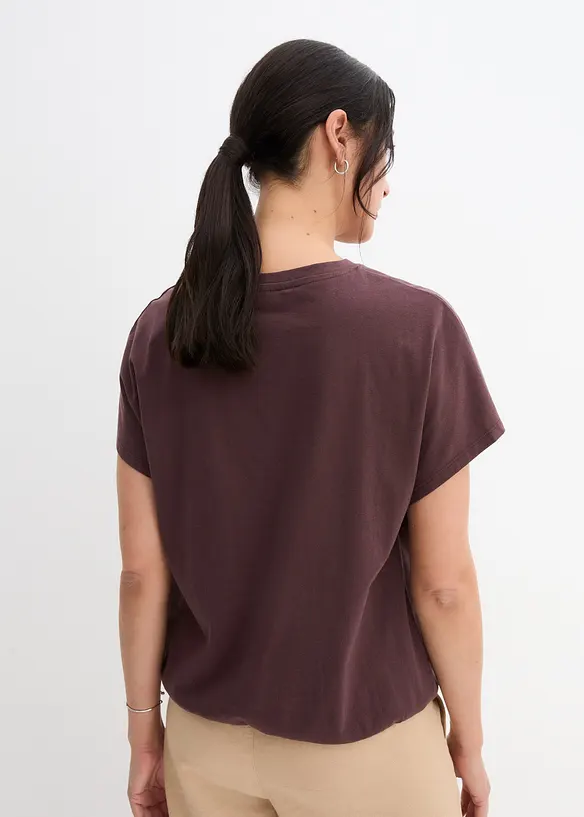 Maglia con laccetto da annodare al fondo in misto cotone e viscosa, bonprix
