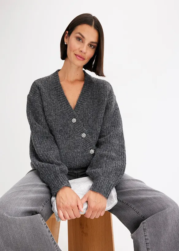 Cardigan in filato grosso di misto lana morbido, bonprix