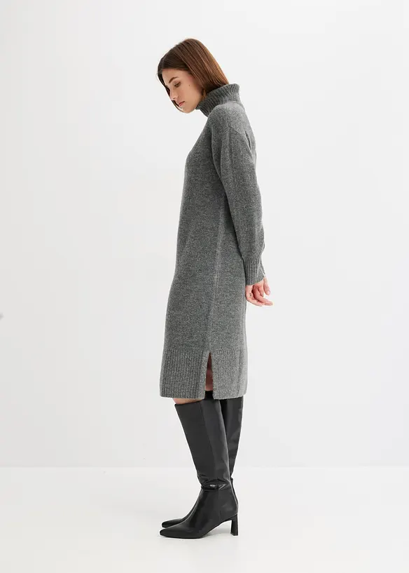 Abito in maglia con spacco, bonprix
