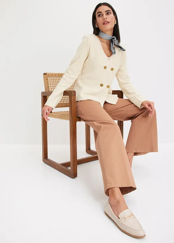 Pantaloni in twill con bottoni decorativi, bonprix