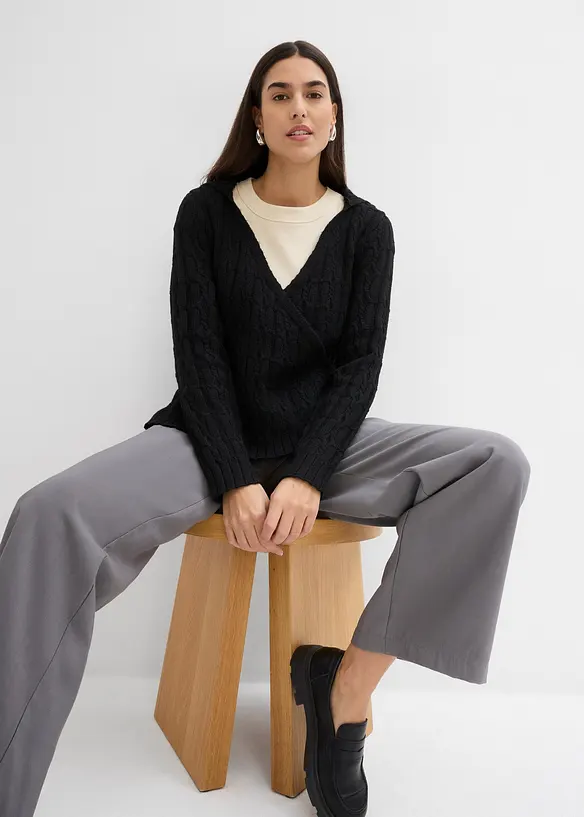 Pullover con cappuccio e fondo asimmetrico, bonprix