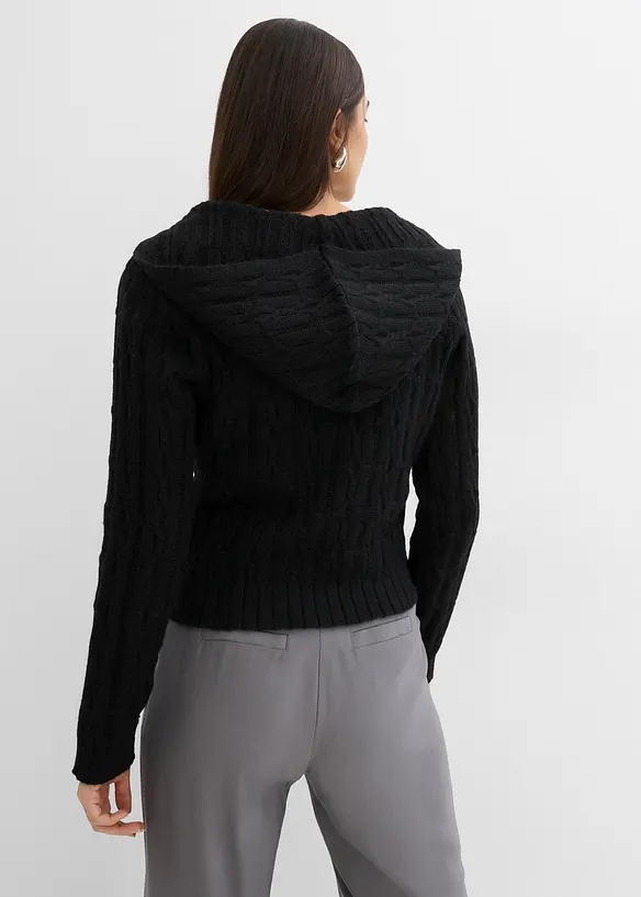 Pullover con cappuccio e fondo asimmetrico, bonprix