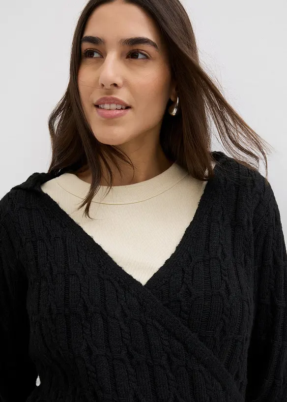 Pullover con cappuccio e fondo asimmetrico, bonprix