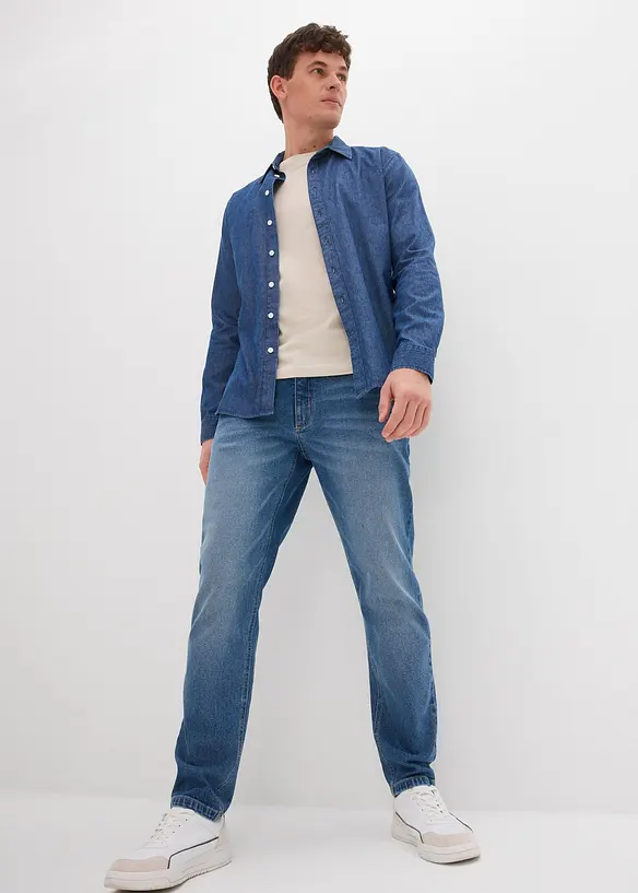 Jeans elasticizzati in denim pesante relaxed fit, tapered, bonprix