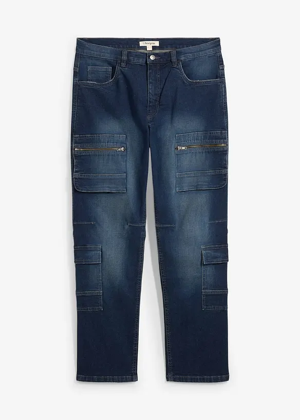 Jeans cargo elasticizzati loose fit, straight, bonprix