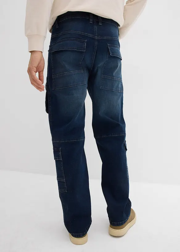 Jeans cargo elasticizzati loose fit, straight, bonprix