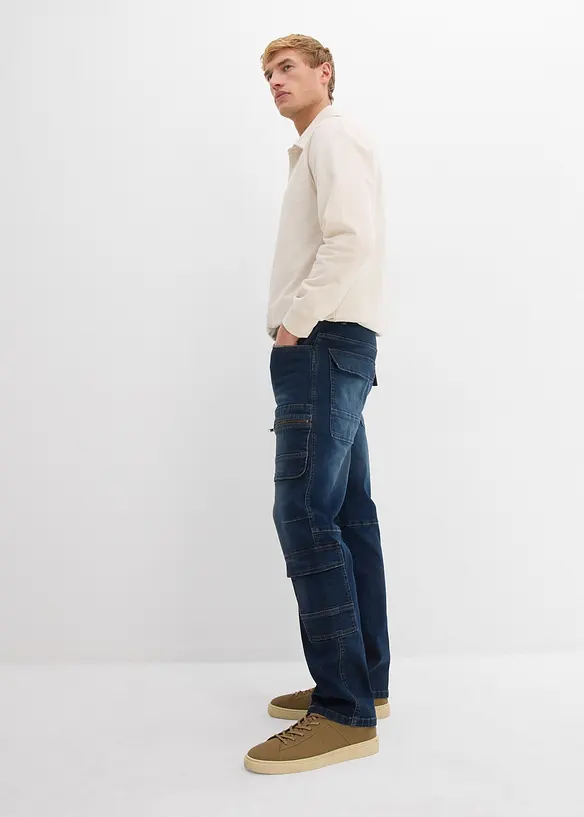 Jeans cargo elasticizzati loose fit, straight, bonprix