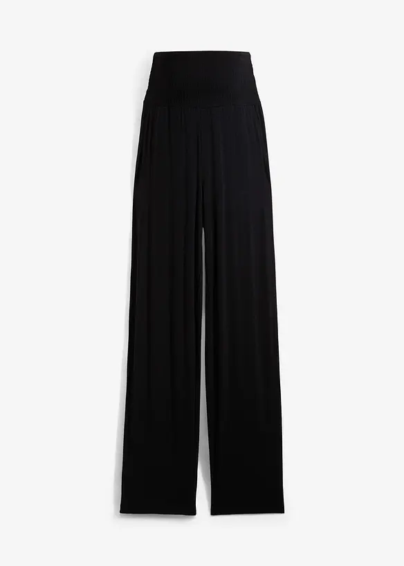 Pantaloni prémaman in jersey con vita alta a punto smock e gamba dritta, bonprix