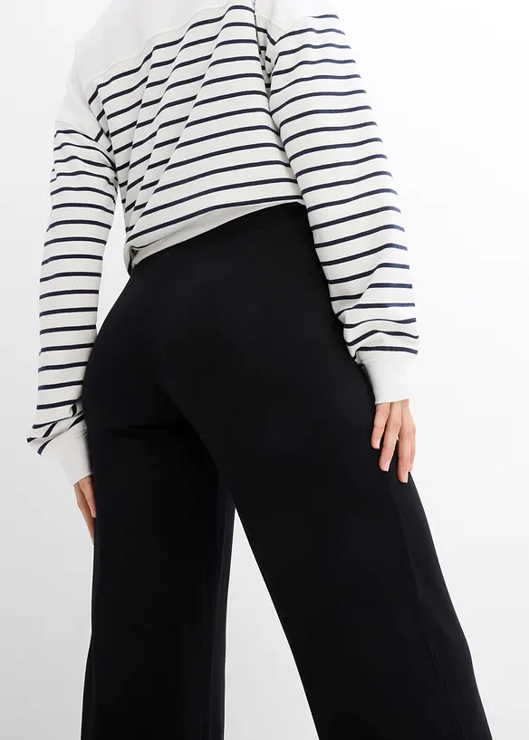 Pantaloni prémaman in jersey con vita alta a punto smock e gamba dritta, bonprix