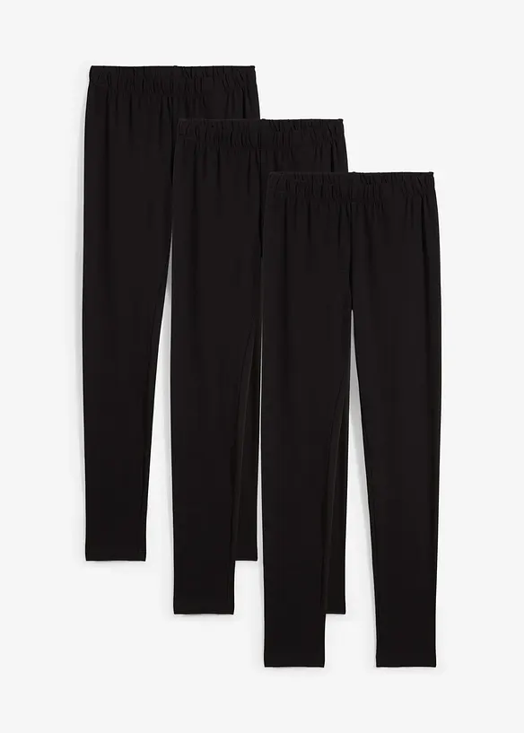 Leggings elasticizzati in misto cotone biologico (pacco da 3), bonprix