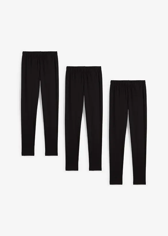 Leggings elasticizzati in misto cotone biologico (pacco da 3), bonprix