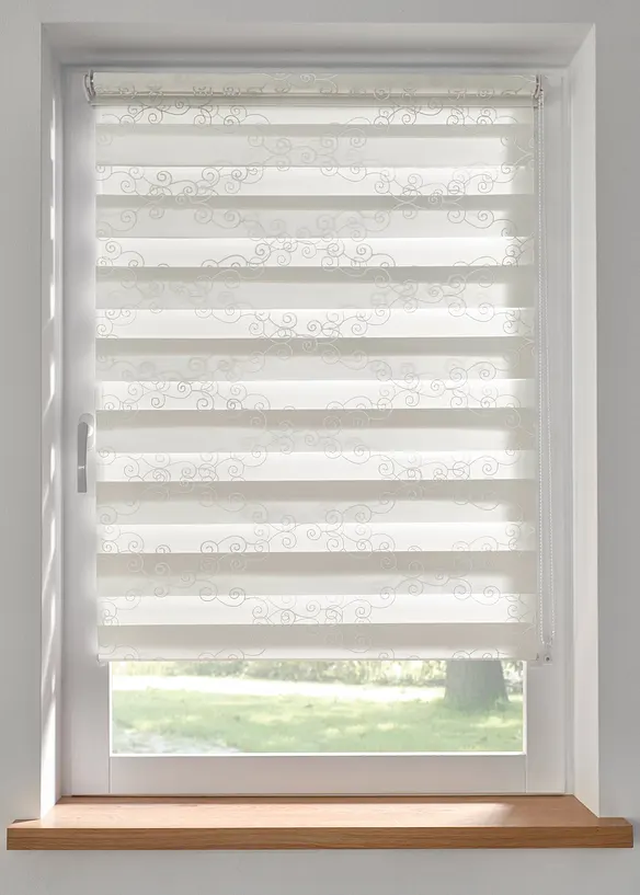 Tenda a rullo doppia ricamata con fantasia grafica, bonprix