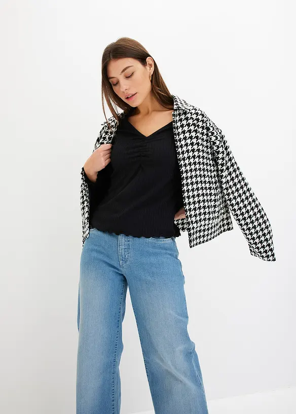 Maglia a costine con scollo a V, bonprix