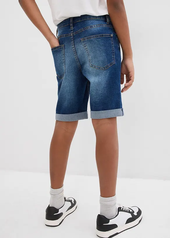 Bermuda di jeans elasticizzati e regolabili in vita, slim fit, bonprix