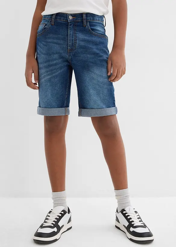 Bermuda di jeans elasticizzati e regolabili in vita, slim fit, bonprix