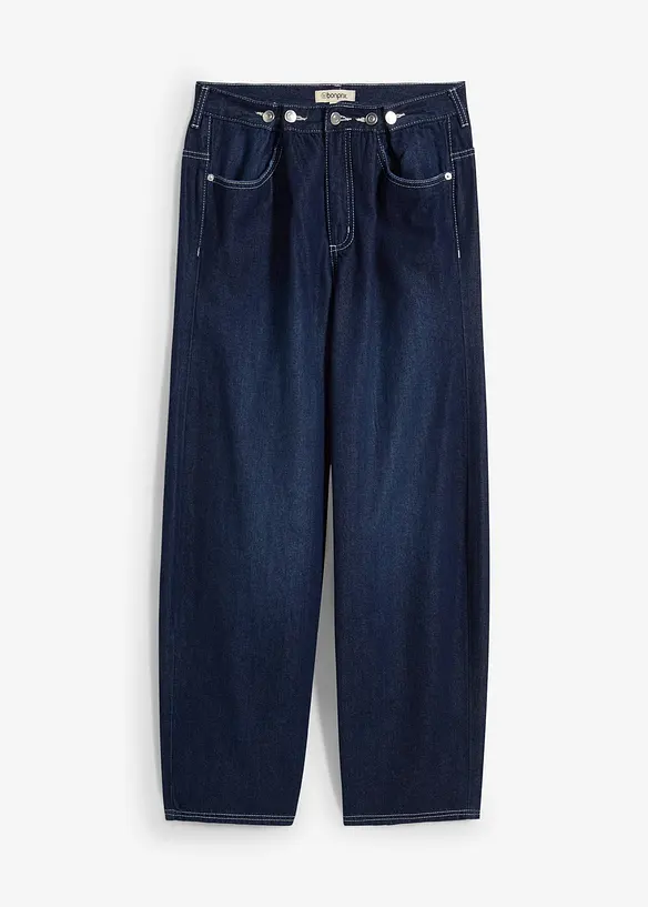 Jeans a palloncino super soft con bottoni, vita media, bonprix
