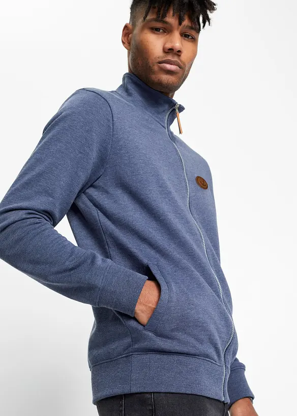 Felpa con zip a collo dritto, bonprix
