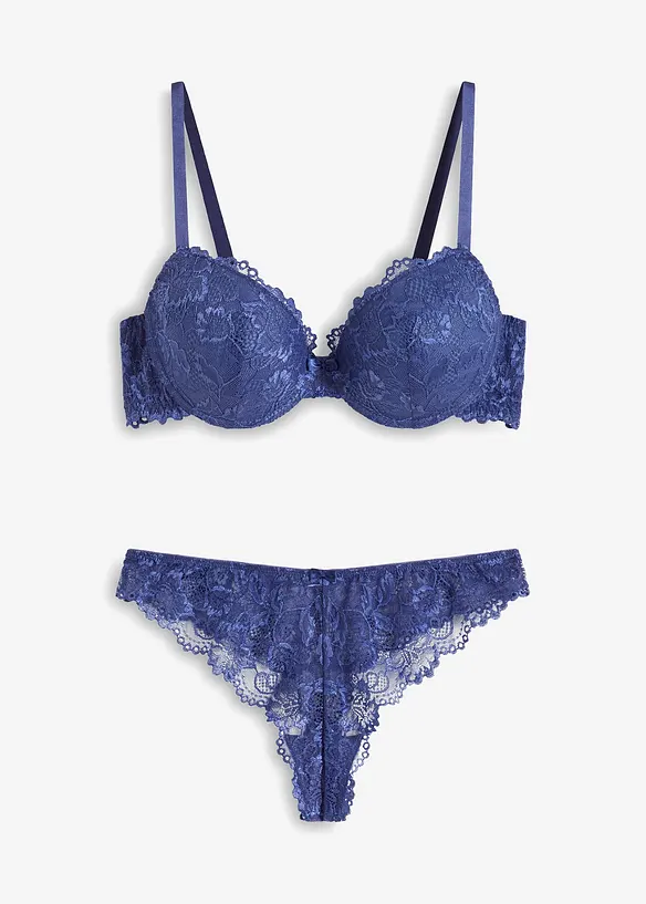 Reggiseno con coppe preformate e perizoma in pizzo delicato (set 2 pezzi), bonprix