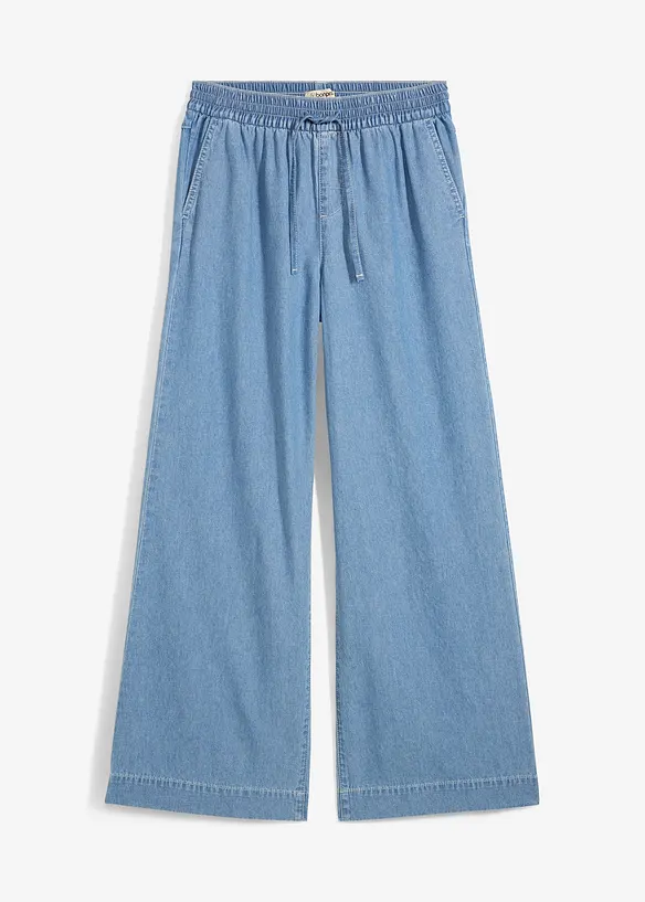 Jeans wide leg con cinta comoda, vita media, bonprix