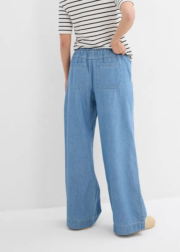 Jeans wide leg con cinta comoda, vita media, bonprix