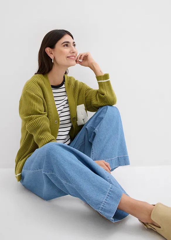 Jeans wide leg con cinta comoda, vita media, bonprix