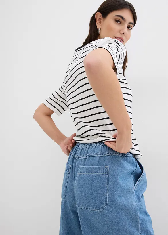 Jeans wide leg con cinta comoda, vita media, bonprix