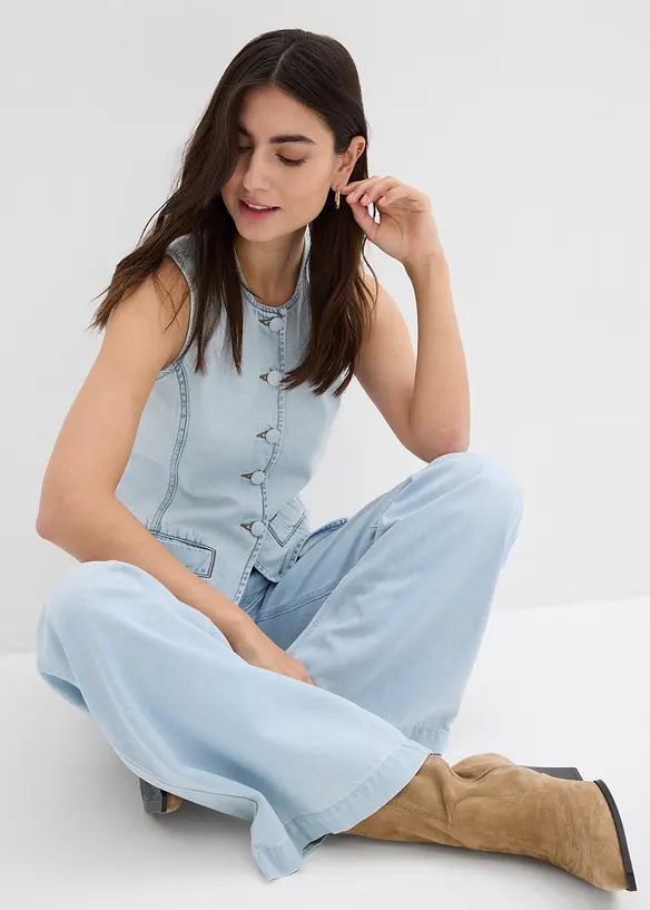 Jeans wide leg super soft, vita alta, bonprix