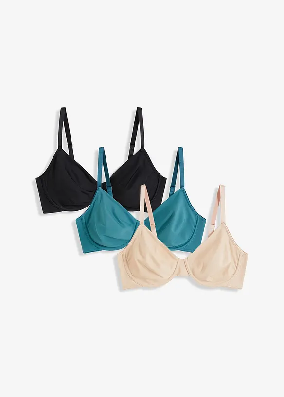 Reggiseno t-shirt non imbottito con ferretto (pacco da 3), bonprix