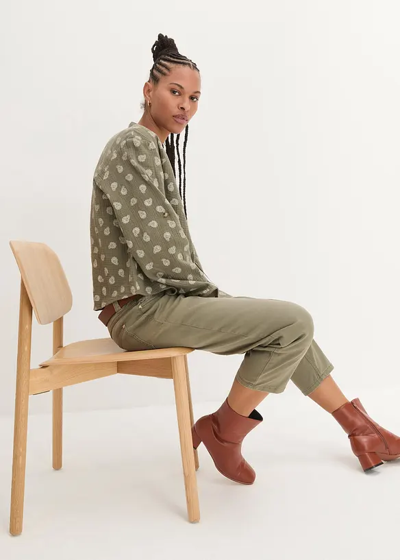 Blusa oversize in mussola fantasia, bonprix