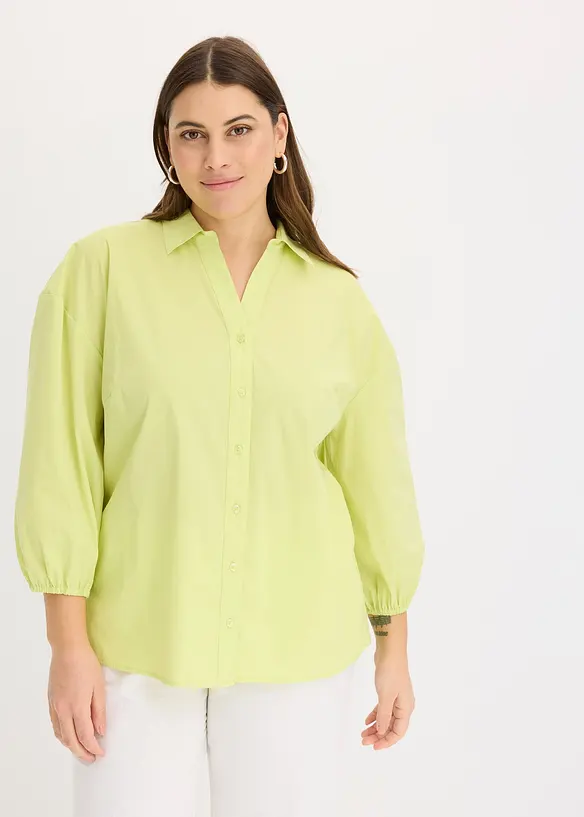 Blusa con fondo asimmetrico e maniche a palloncino, bonprix