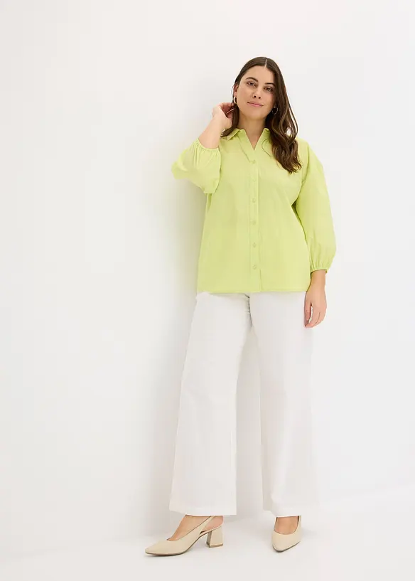Blusa con fondo asimmetrico e maniche a palloncino, bonprix