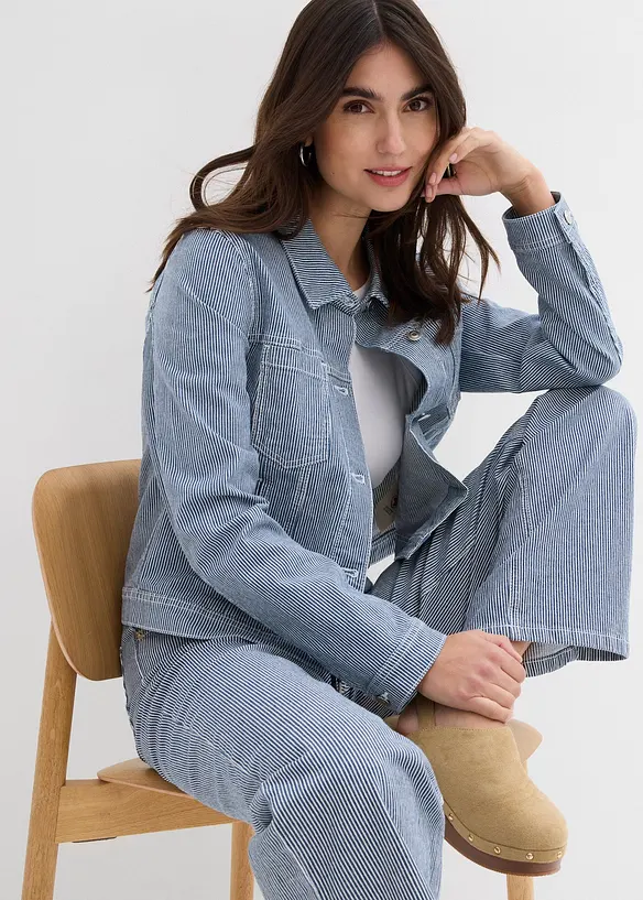 Giacca di jeans corta a righe, bonprix