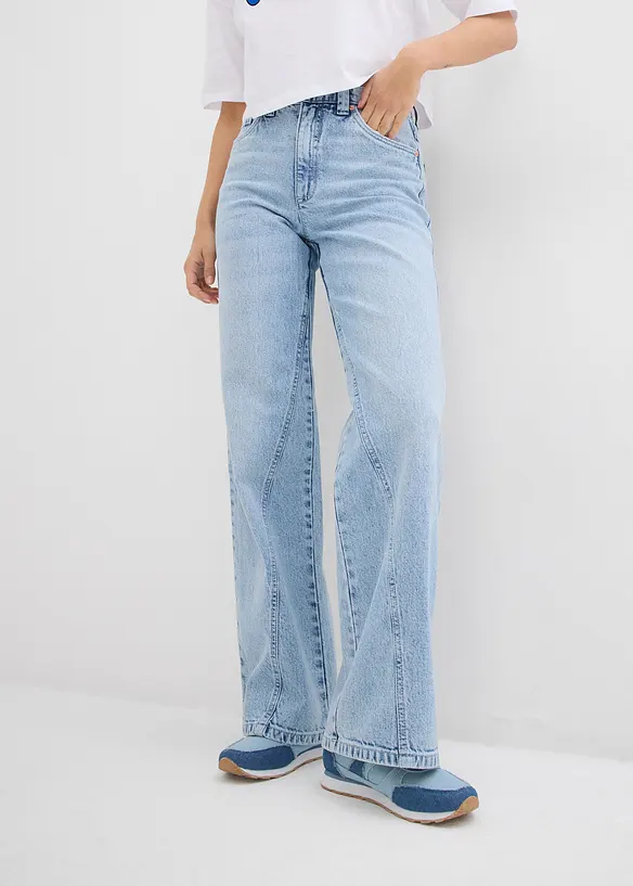 Jeans wide leg, vita alta, bonprix