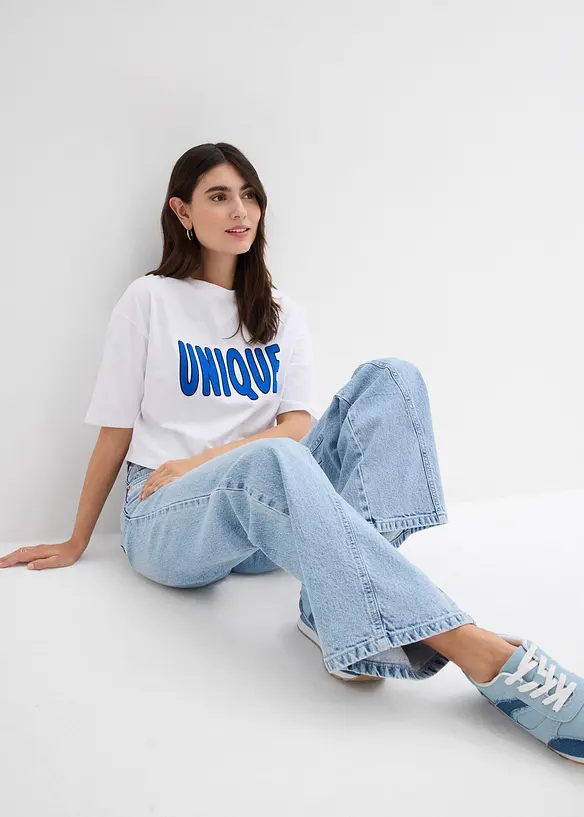 Jeans wide leg, vita alta, bonprix