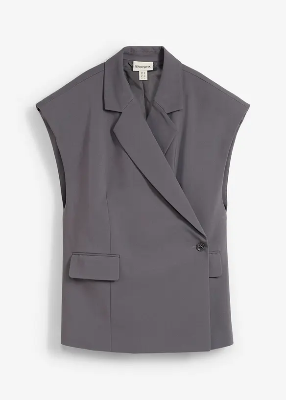 Gilet lungo con spalline imbottite, bonprix