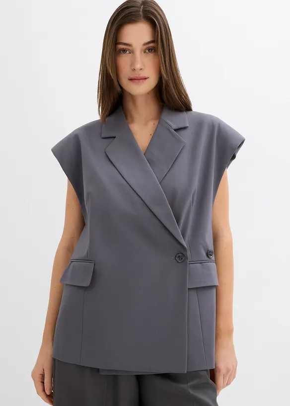 Gilet lungo con spalline imbottite, bonprix