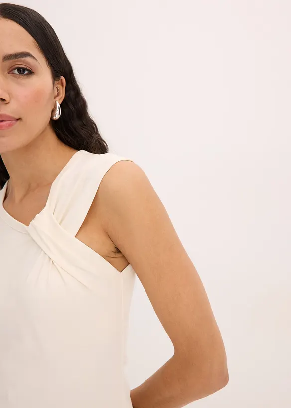 Maglia con dettaglio attorcigliato in misto cotone elasticizzato, bonprix