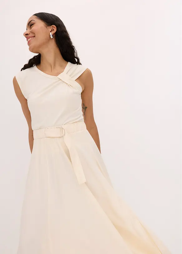 Maglia con dettaglio attorcigliato in misto cotone elasticizzato, bonprix